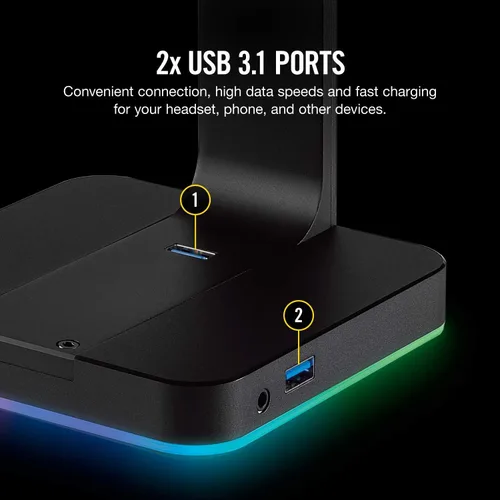 Vista 6 de Corsair Gaming ST100 RGB soporte de auriculares prémium con sonido envolvente 7.1