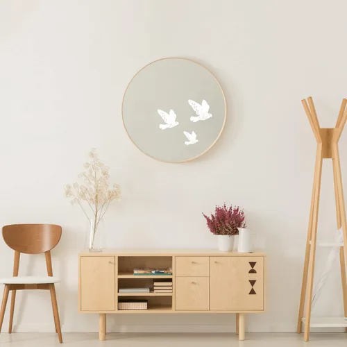 Vista 9 de Calcomanías de espejo de pájaro floral blanco – Calcomanías de vinilo elegantes y versátiles para espejos, paredes, puertas, ventanas, fáciles
