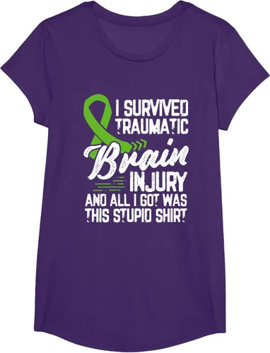 Vista 13 de Camiseta traumática con cinta verde para concienciación de lesiones cerebrales traumáticas I survived TBI, Negro, S