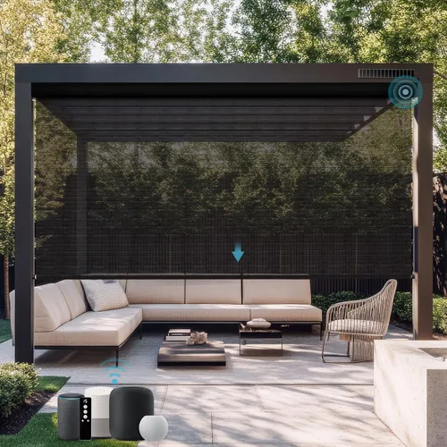 Vista 11 de SmartWings Persianas motorizadas para patio al aire libre con control remoto, compatibles con Alexa/Google/Homekit, resistentes a la intemperie