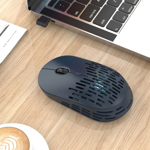 Vista 7 de RAPIQUE Ratón inalámbrico Bluetooth, mouse Bluetooth silencioso recargable de modo dual con receptor tipo C 2.4G para laptop, iMac, Chromebook, Azul