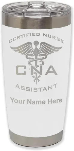 Vista 29 de LaserGram Vaso aislado al vacío de 20 onzas, asistente de enfermera certificada por CNA, grabado personalizado incluido (negro)