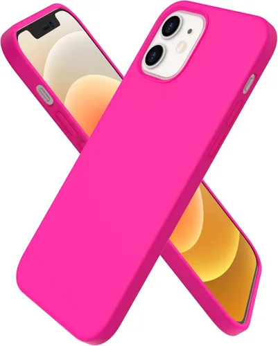 Vista 22 de ORNARTO - Funda para iPhone 12/12 Pro, silicona líquida delgada, color negro 3-Layer Full Covered Soft Gel Rubber, Non-Slip Grip Shockproof