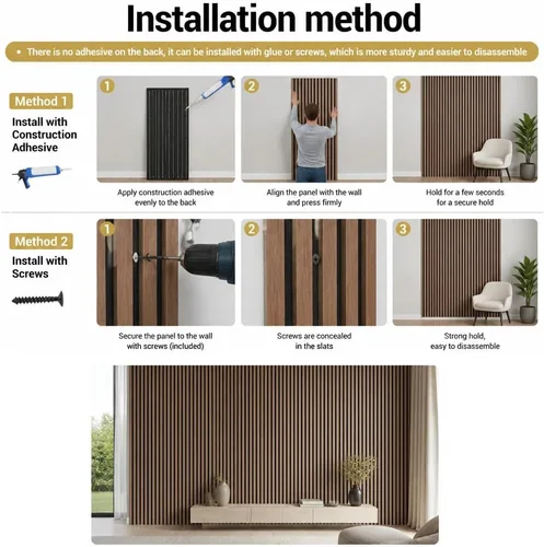 Vista 4 de Paquete de 5 paneles acústicos grandes de madera para pared de 47.2 x 23.6 x 0.4 pulgadas, paneles decorativos insonorizados que absorben el sonido