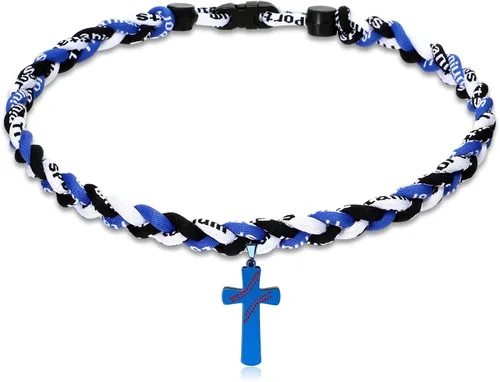 Vista 6 de Glenmal Collar de béisbol para niños, de acero inoxidable, dije de titanio, trenzado, deportivo, regalo de béisbol para hombres y niños, 20 pulgadas