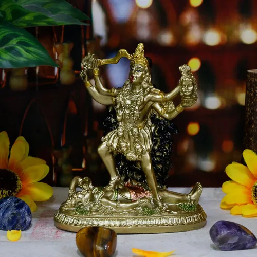 Vista 5 de BangBangDa Escultura de estatua de la diosa hindú Kali, ídolo antiguo decorativo de dios indio, figura de la diosa india del tiempo y la muerte