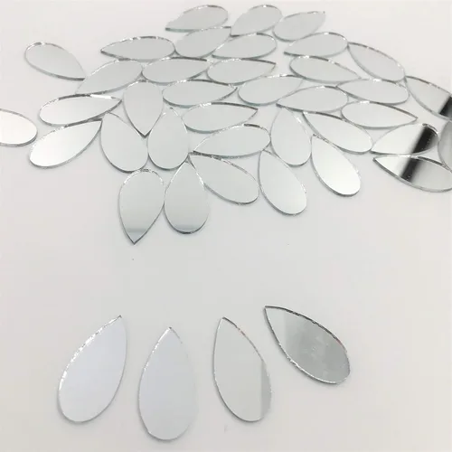 Vista 4 de NUO RUI 150pcs 1" x 1/2" Teardorp Shape Craft Mirrors Pequeños Mosaico Espejo Azulejos para Proyectos de Artesanía