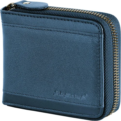 Vista 24 de Admetus Billeteras con bloqueo RFID para hombre, billetera de cuero con cremallera para hombres con tarjetero RFID plegable