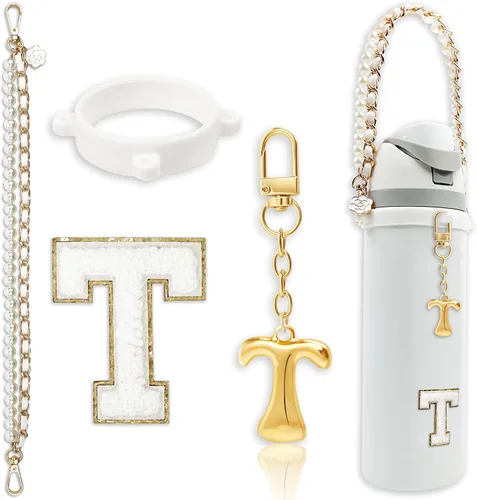 Vista 102 de Letter Handle Strap Accessories with Cute Initial Charm Compatible with Owala Water Bottle 24oz 32oz 40oz Owala Kids