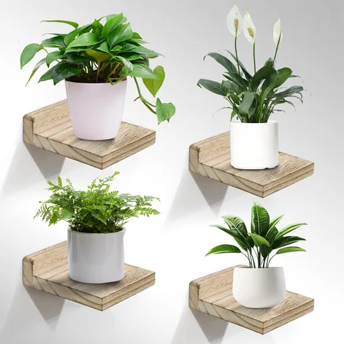 Vista 8 de Estante pequeño de pared, mini estantes flotantes para pared de 4 pulgadas, juego de 4, estante de decoración de exhibición para dormitorio, baño