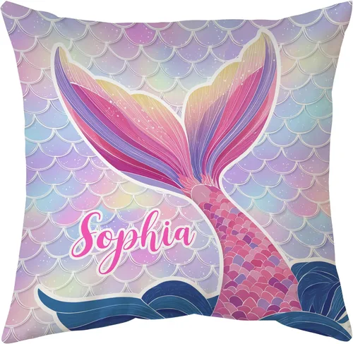 Vista 16 de Hyturtle Bonita almohada de sirena personalizada (inserto incluido) – Regalos para niñas, mujeres, niños – Regalos de cumpleaños para amantes