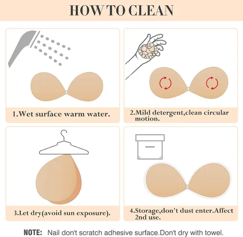 Vista 6 de Sticky Bras Backless Strapless Self Adhesive for Women 2 Pairs Invisible Push Up Lift-up Bra with Silicone Nipple Covers