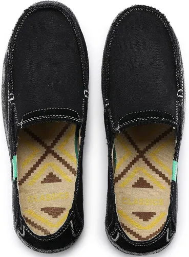 Vista 5 de VILOCY Mocasines de lona para hombre, estilo vintage, planos, para barcos
