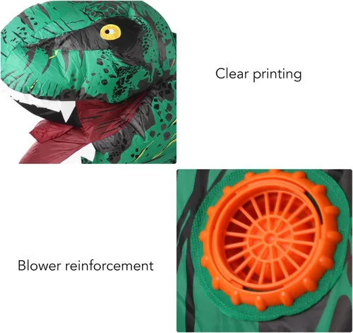 Vista 7 de HURRISE Disfraz inflable de dinosaurio, disfraz de T Rex para Halloween (verde)
