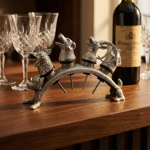 Vista 2 de Vertedor de vino animal y tapón de botella de vino Holde Display Accesorios únicos del vino