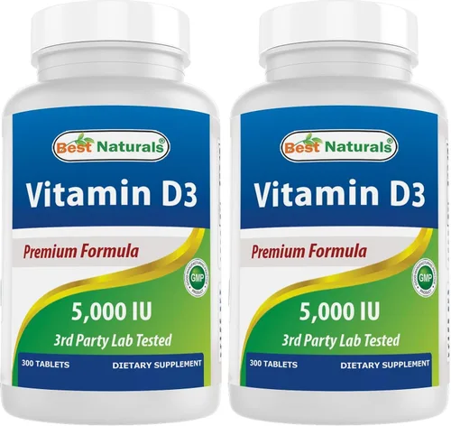 Vista 8 de Best Naturals Vitamina D3 – 300 tabletas – Hecho en Estados Unidos, sin OMG, sin gluten, sin color, sabor ni conservantes artificiales – Suplemento