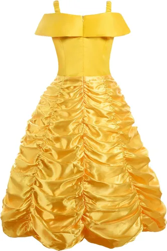 Vista 3 de Reliparty Disfraz de princesa para niñas pequeñas con hombros descubiertos vestido de belleza con accesorios
