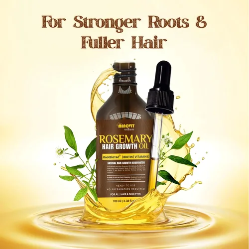 Vista 9 de Aceite de romero para el crecimiento del cabello (3.4 onzas líquidas) infundido con biotina, vitamina E, aceite de almendras y coco, fortalece