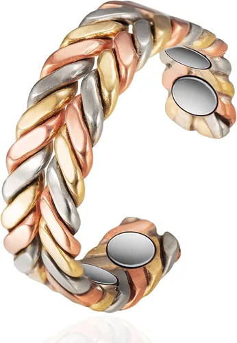 Vista 9 de Pulsera de cobre para mujer, traje de cobre puro, ajustable, tres colores, trenza, magnética, regalo de joyería Fashsion (0932 2040)