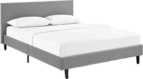 Vista 11 de Modway Anya - Cama de plataforma tapizada beige con soporte de listones de madera