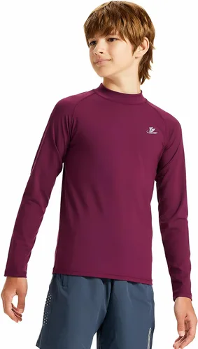 Vista 12 de DEVOROPA Youth Boys Compression Thermal Shirt Long Sleeve Kids Fleece Baselayer Soccer Baseball Undershirt Slim/Regular/Husky Cuello redondo-negro