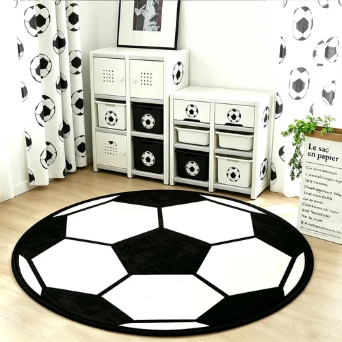 Vista 2 de Alfombra redonda de fútbol para dormitorio, 3 pies