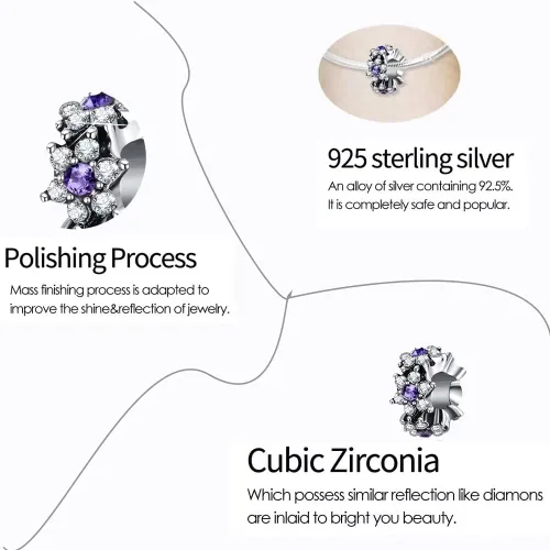 Vista 3 de Abalorios de plata de ley 925 para pulseras Pandora, regalos de joyería para mujer y niña.