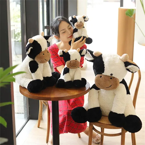 Vista 7 de Juguete de peluche de año de vaca, lindo ganado, animales de peluche, muñeca suave, juguetes para niños, regalo de cumpleaños para niños, Pascua