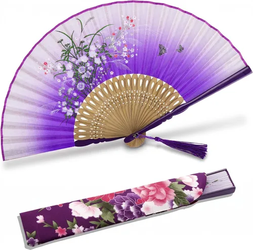 Vista 10 de Ventilador de mano plegable para mujer, ventilador de mano, marrón
