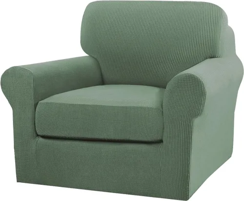 Vista 76 de Turquoize 2 fundas para sillas de sala de estar, funda de sofá con fundas de cojín individuales, funda de muebles para sillas (silla, beige biscotti)