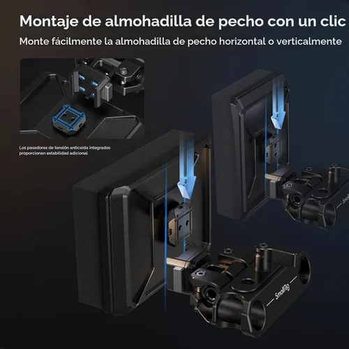 Vista 8 de SmallRig Placa de batería de montaje en V con doble placa de liberación rápida para Arca, almohadilla de pecho QR, varillas de 0.591 in, placa