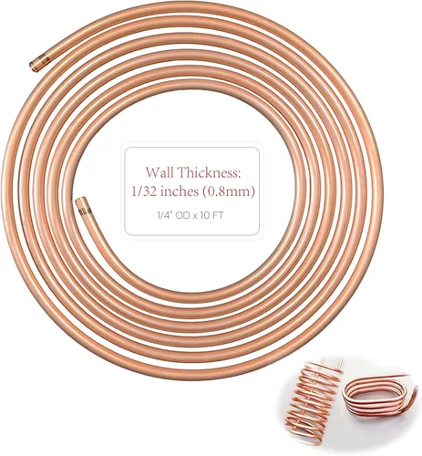Vista 8 de Tubo de Cobre 99.9% 1,27 cm de diámetro exterior x 1,1 cm de diámetro interior 1,5 m, Pared del Tubo: 0,8 mm, Tubos Redondos Sin Costuras T2