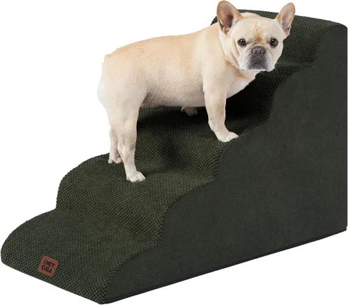 Vista 47 de EHEYCIGA Rampa curvada para escaleras para perros, camas altas de 4