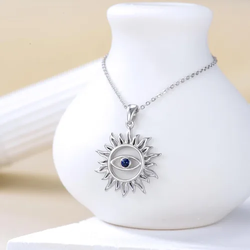Vista 2 de PROESS Collar de plata de ley 925 con amuleto de protección espiritual para mujeres y hombres con cadena de 18 + 2 pulgadas