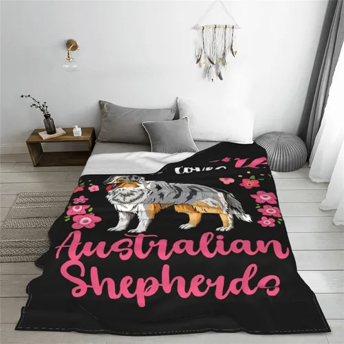 Vista 5 de Manta de pastor para decoración de perro, regalos de pastor para niñas y niños, manta de franela de forro polar súper cálida y suave y ligera, manta