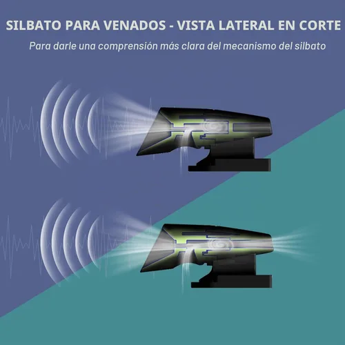 Vista 3 de 8 silbatos de ciervo para vehículos activados por viento, color negro