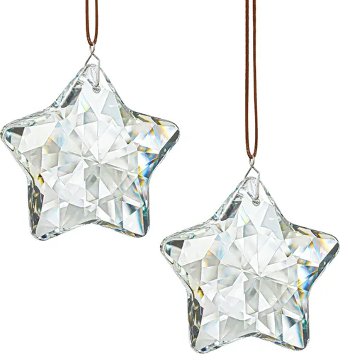 Vista 16 de H&D HYALINE & DORA Prismas Atrapasoles de Cuernos de Cristal con Revestimiento AB de 4.7", Juego de 2 Creadores de Arcoíris Prismas Colgantes
