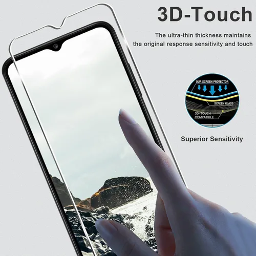 Vista 6 de Paquete de 3 + 3 protectores de pantalla para Galaxy A03s + protector de lente de cámara, dureza 9H, resistente a los arañazos, fácil instalación