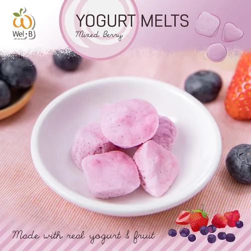 Vista 2 de Wel-B Alimentos liofilizados, bayas frescas con yogur liofilizadas a deliciosas, aperitivos de frutas crujientes, aperitivo saludable para niños