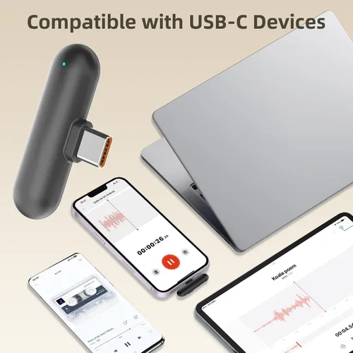 Vista 8 de Micrófono Lavalier inalámbrico para iPhone 16 15 Android - Mini micrófono de teléfono con cancelación de ruido Ai USB C micrófono magnético