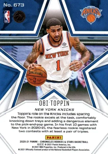 Vista 2 de Obi Toppin Panini Chronicles Rookies and Stars Collectible Rookie Basketball Card - 2021 Panini Chronicles Rookies and Stars Rookie Basketball Card