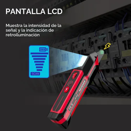 Vista 7 de NOYAFA Buscador de disyuntores con pantalla LCD y probador de salida GFCI Rojo