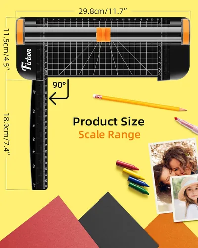 Vista 3 de Firbon - Cortador de papel negro A5, cortador de papel pequeño y recto con regla lateral para manualidades de álbumes de recortes, papel, cupones