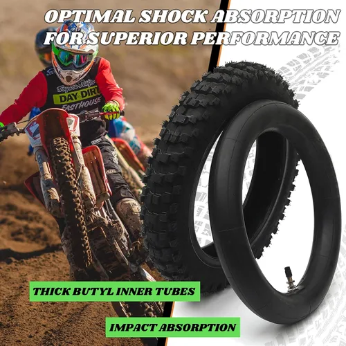 Vista 4 de AR-PRO (2 juegos) Neumáticos y tubos interiores para motocross de 2.50-10 pulgadas y 2.75-10 pulgadas, neumáticos y tubos delanteros de 2.50-10