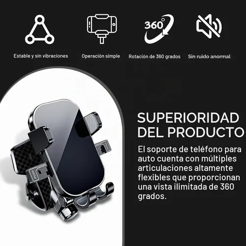 Vista 4 de Soporte para teléfono de automóvil, soporte de navegación para consola central, soporte giratorio ajustable universal, compatible con teléfonos