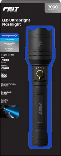 Vista 14 de Feit Electric Linterna de largo alcance, 1100 lúmenes, aluminio de grado aeronáutico, recargable USB-C y compatible con AAA, enfoque ajustable, 3