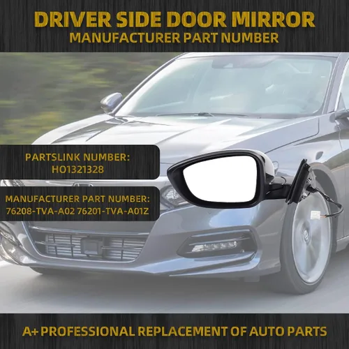 Vista 2 de Dasbecan Espejo para puerta lateral izquierda del conductor compatible con Honda Accord LX Sport 1.5T 2018-2025 Power No calentado Pintura