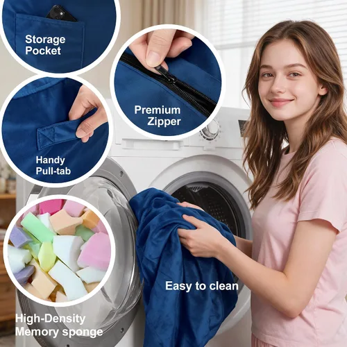 Vista 5 de Homguava Silla Puf de 5 Pies Puf Gigante con Relleno de Espuma Viscoelástica, Cómodas Sillas Puf para Adultos, Silla Puf para Adultos con Funda