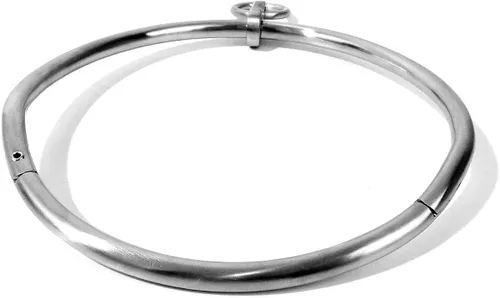 Vista 4 de Cuffstore Gargantilla de acero inoxidable con cierre de 14 pulgadas con anillo, Acero inoxidable satinado, no conocido