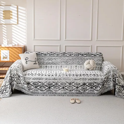 Vista 37 de Fundas Boho para Sofá de 2 Cojines, Funda Deslizable de Chenille para Sofá para Mascotas Lavable, Funda de Loveseat Seccional en Forma de L Manta